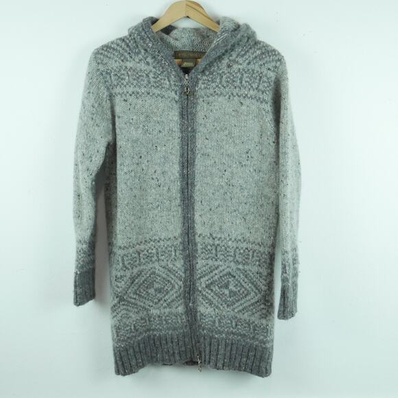 Iniscrafts Medium Sweater Hoodie 100% Wool Ireland Full Zip Heavy Knit Cabincore - Picture 1 of 9